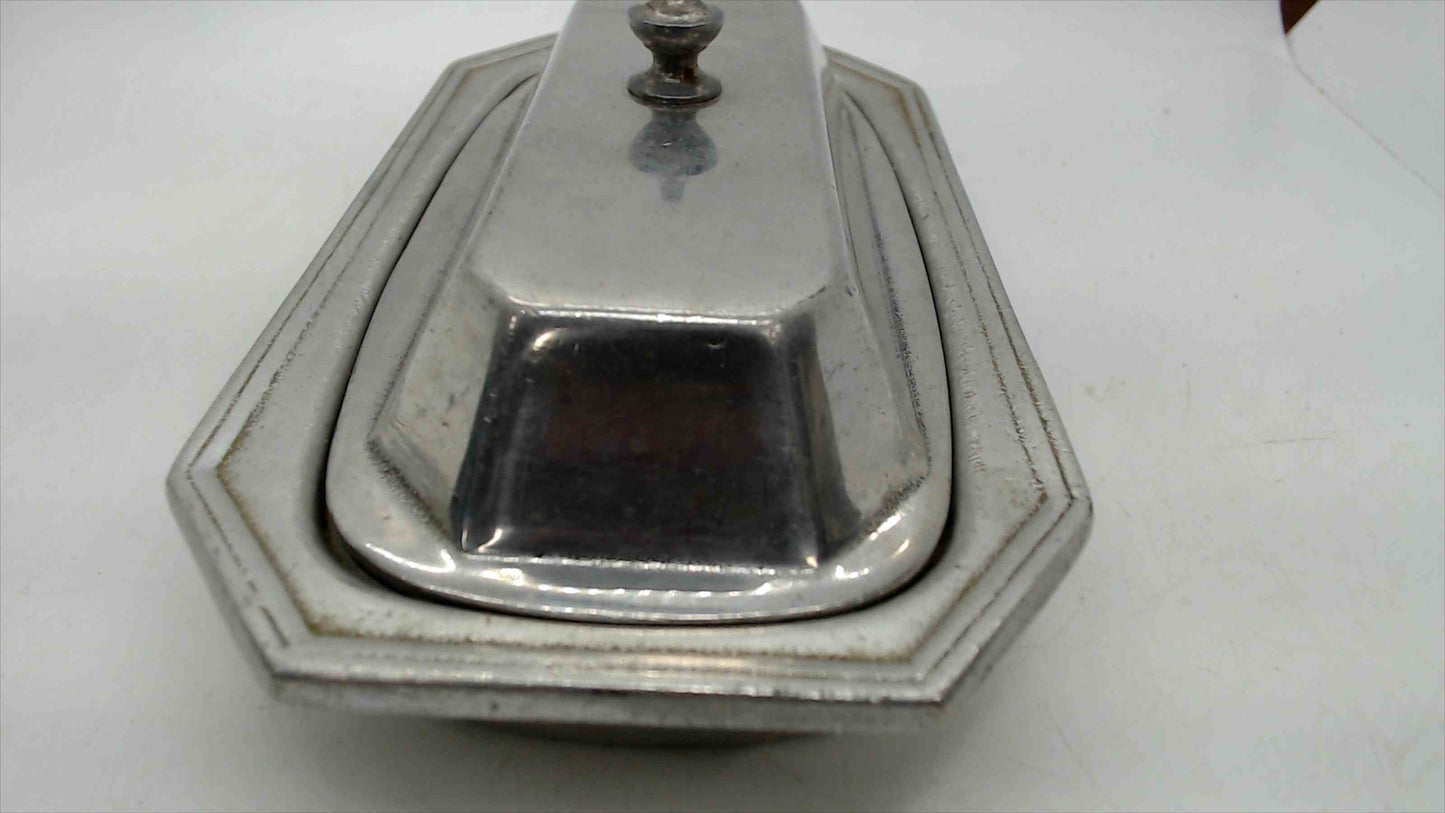 Wilton Armetale Pewter Butter Dish with Cover Octagon Shape Made in USA