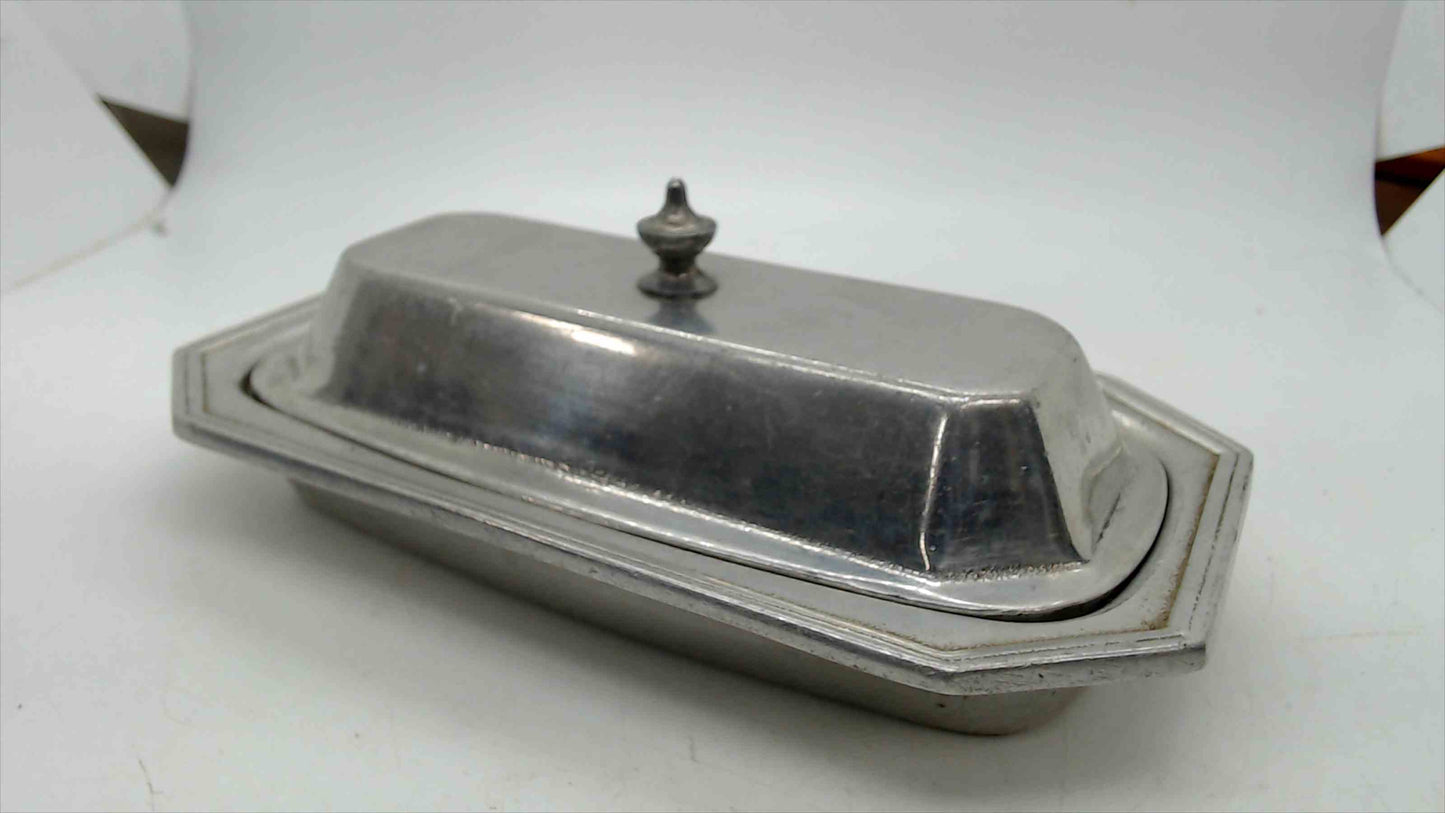 Wilton Armetale Pewter Butter Dish with Cover Octagon Shape Made in USA