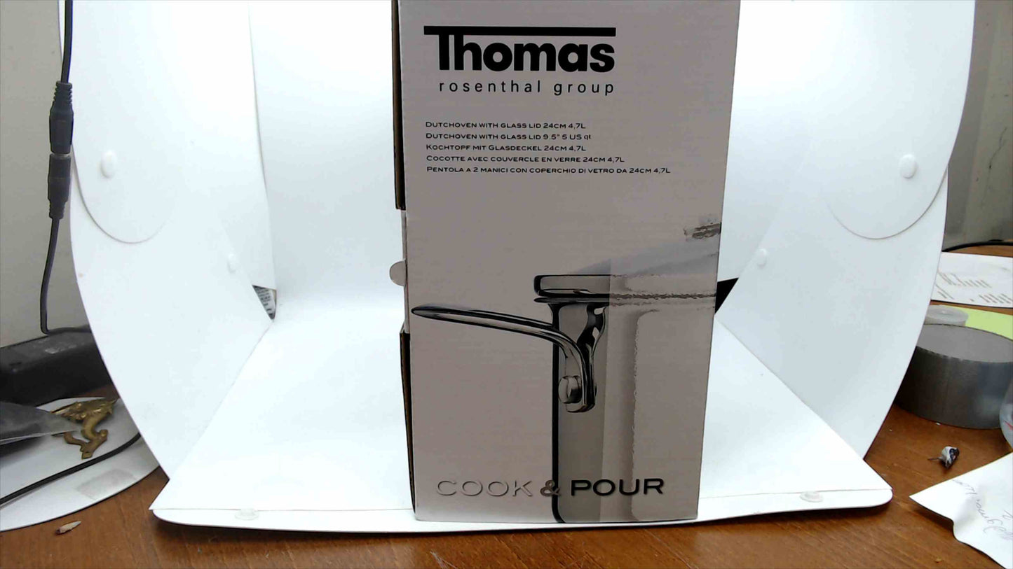 Thomas Rosenthal Group Stainless Steel Cook & Pour 5 qt Dutch Oven w/ glass 9.5" lid