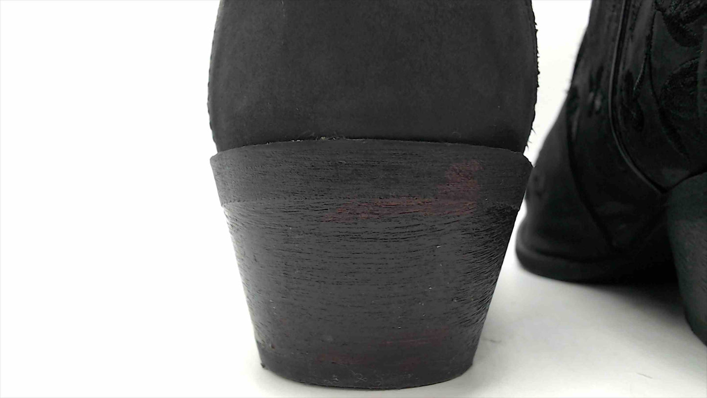 Laredo Black Womens Cowboy Boots with Sequin Stars and embroidered leaves Size 9 M