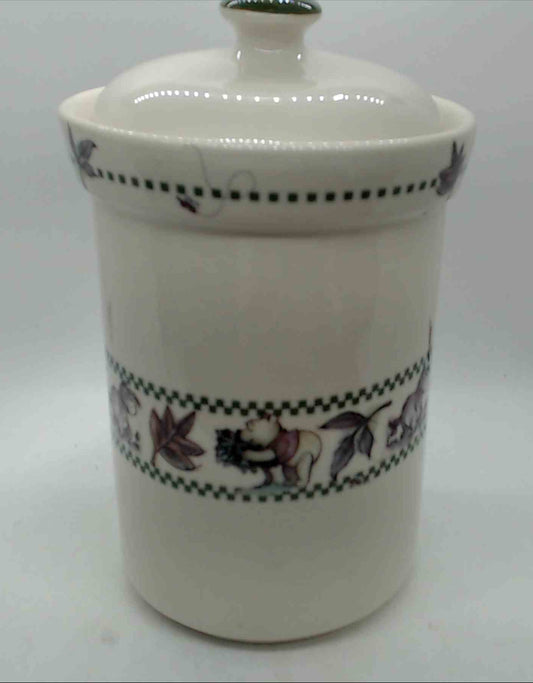 Winnie the Pooh Works Stoneware Jar with lid 8"tall 5" wide