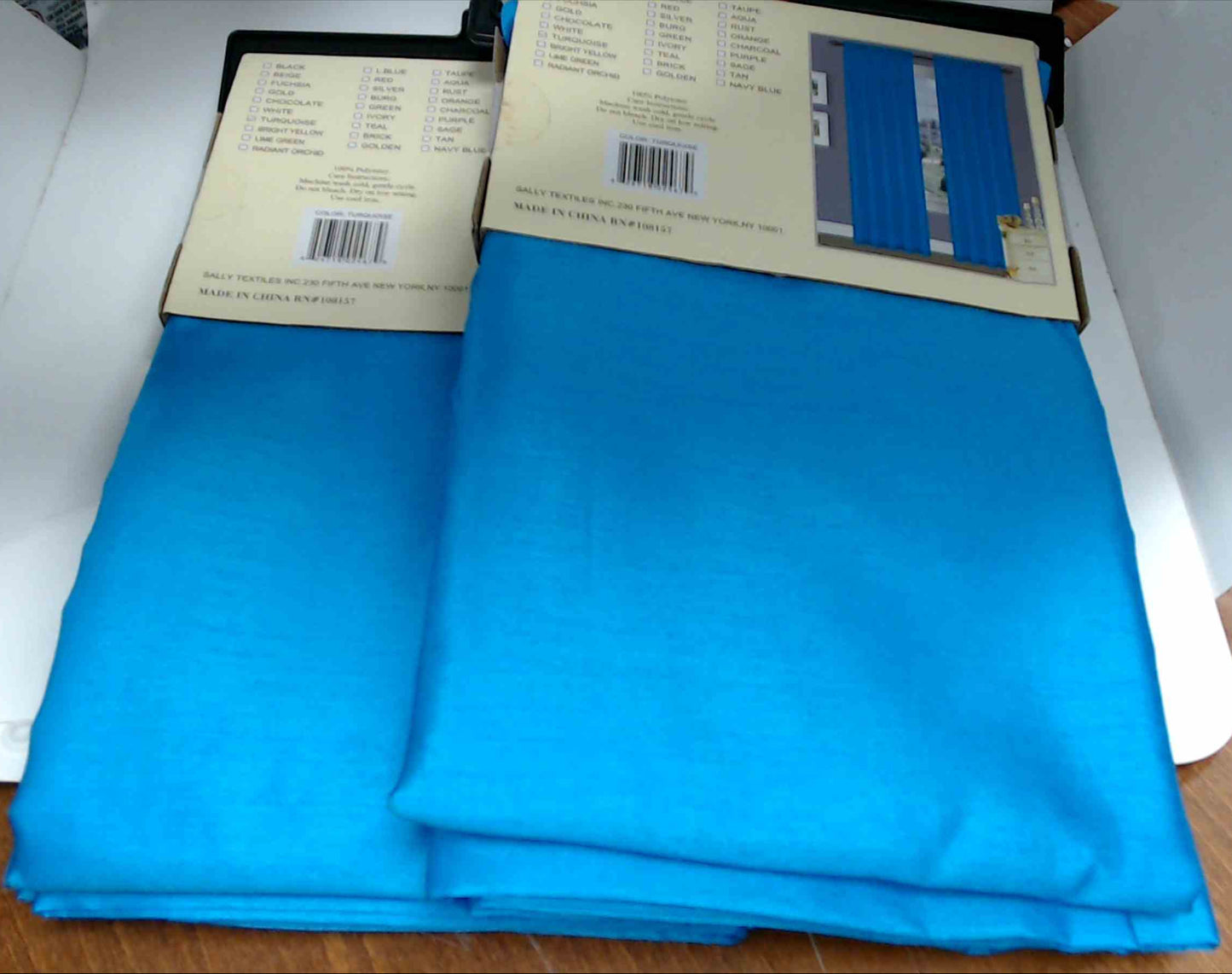 Lot of 2 Sally Textile ELFY Turquoise 58x84in Faux Silk Panel with Rod Pocket 100% Polyester