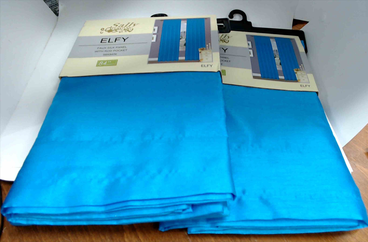Lot of 2 Sally Textile ELFY Turquoise 58x84in Faux Silk Panel with Rod Pocket 100% Polyester