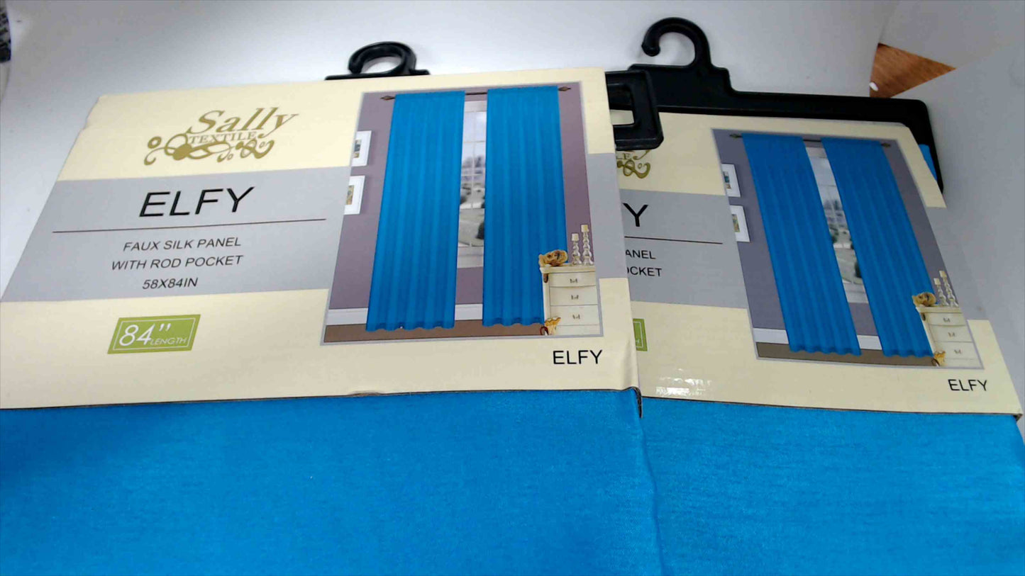Lot of 2 Sally Textile ELFY Turquoise 58x84in Faux Silk Panel with Rod Pocket 100% Polyester