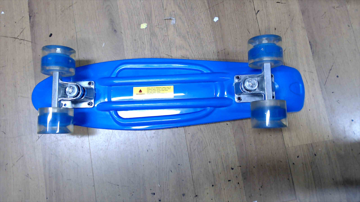 BeeLeev 22" Mini Cruiser PENNY-style Skateboard Pennyboard blue w/ light up wheels