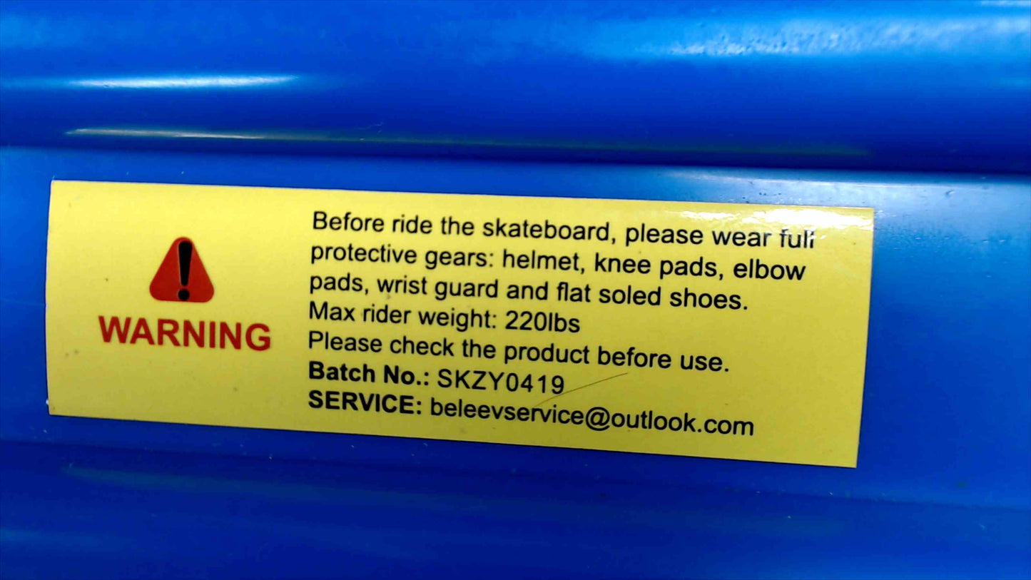 BeeLeev 22" Mini Cruiser PENNY-style Skateboard Pennyboard blue w/ light up wheels
