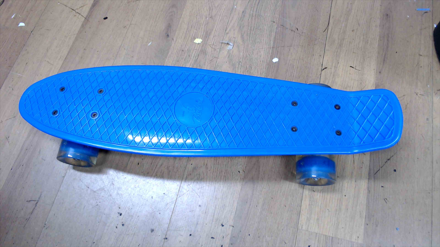 BeeLeev 22" Mini Cruiser PENNY-style Skateboard Pennyboard blue w/ light up wheels