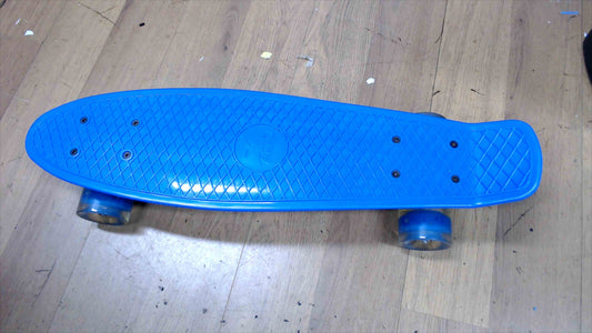 BeeLeev 22" Mini Cruiser PENNY-style Skateboard Pennyboard blue w/ light up wheels