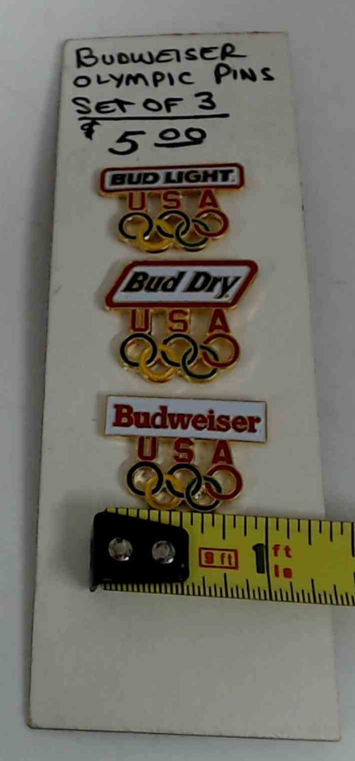 Budweiser Bud Light Bud Dry USA Olympic Pins Set of 3