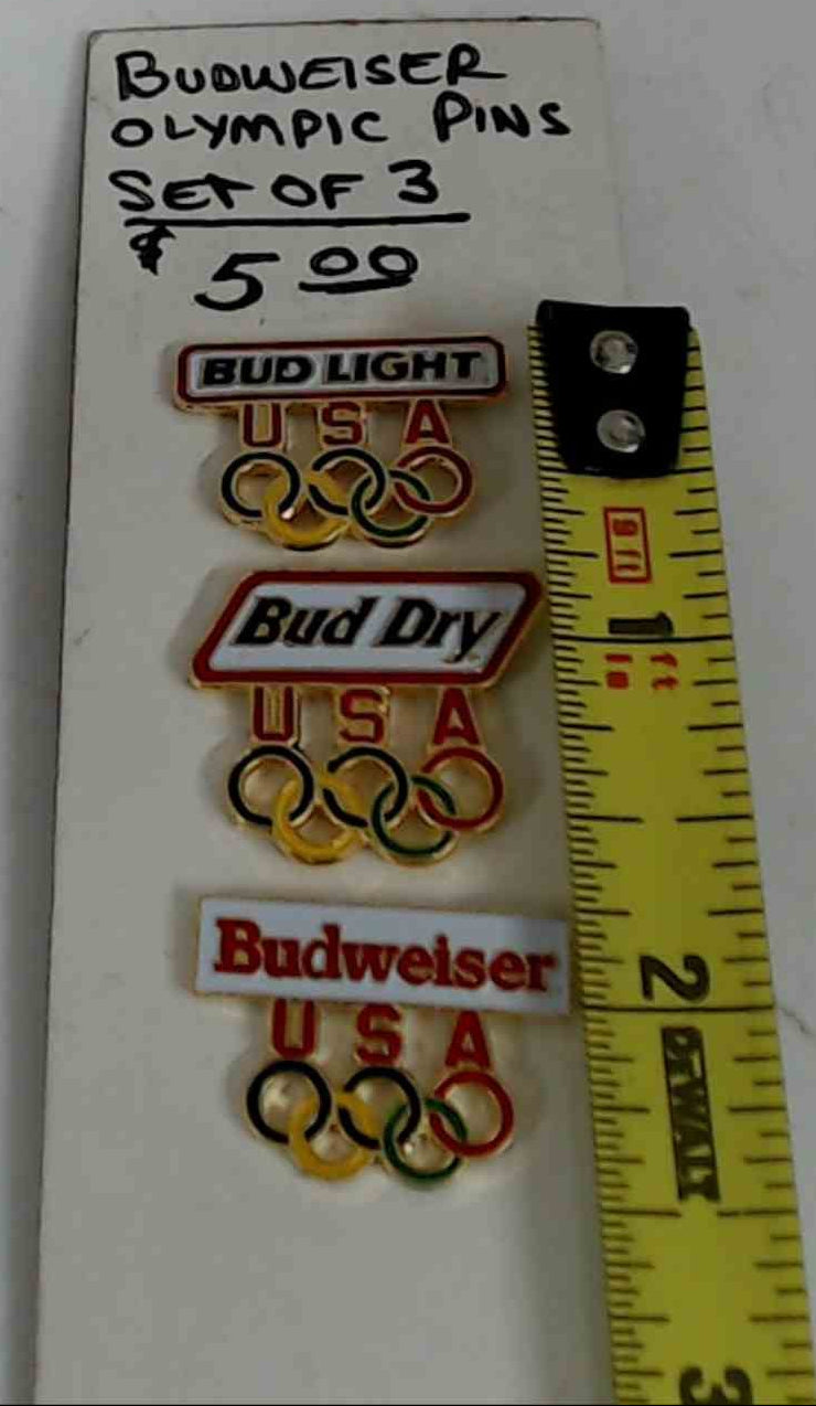 Budweiser Bud Light Bud Dry USA Olympic Pins Set of 3