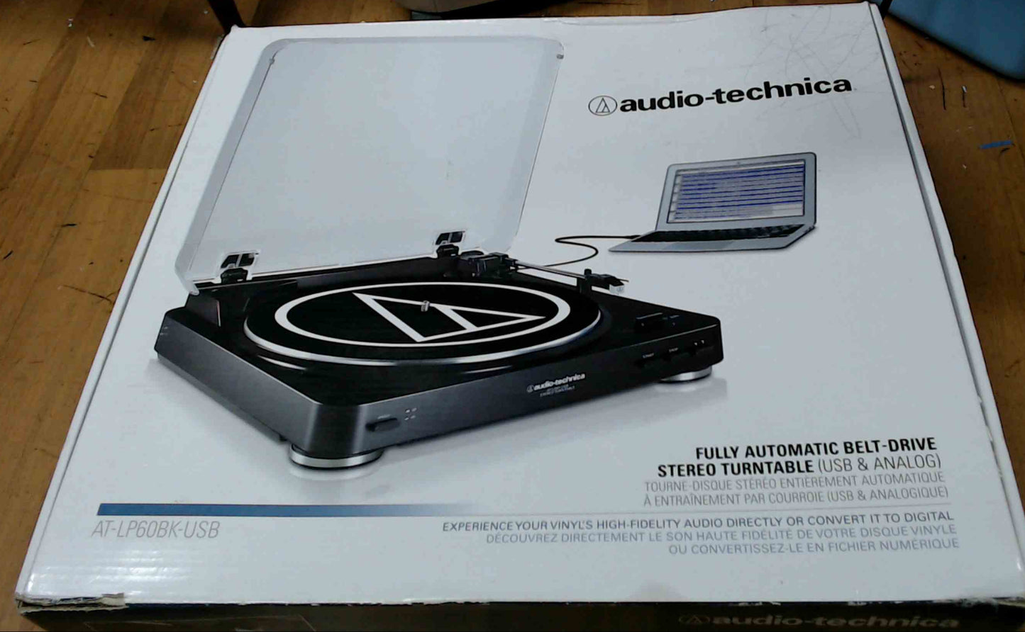 Audio-Technica AT-LP60BK-USB Fully Automatic Belt Drive Stereo Turntable USB & Analog