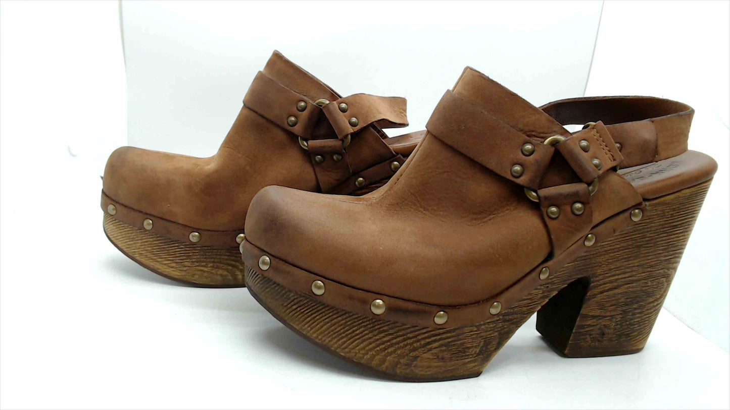 Korks Tammy Suede leather heeled sling back mule clogs Size 9