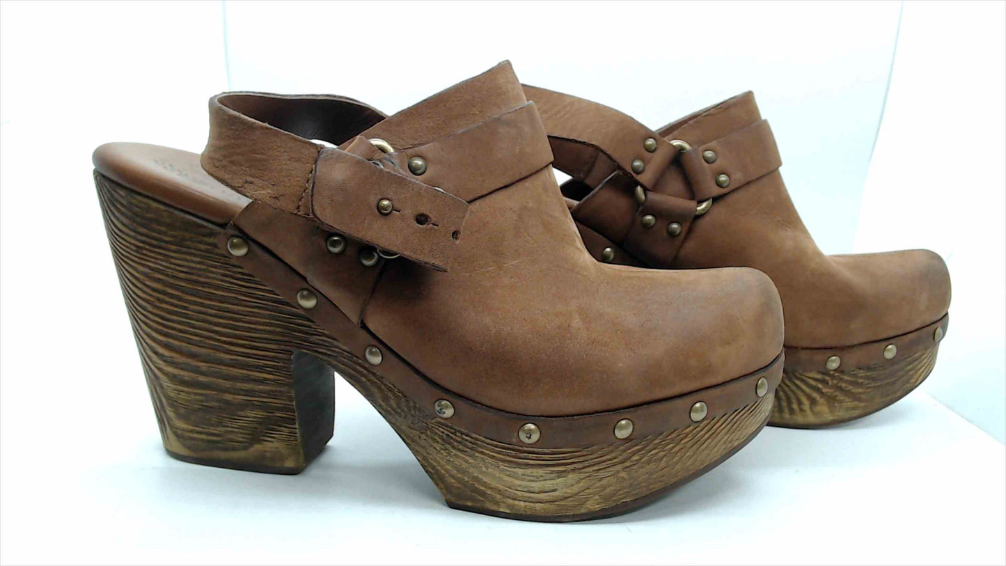 Korks Tammy Suede leather heeled sling back mule clogs Size 9
