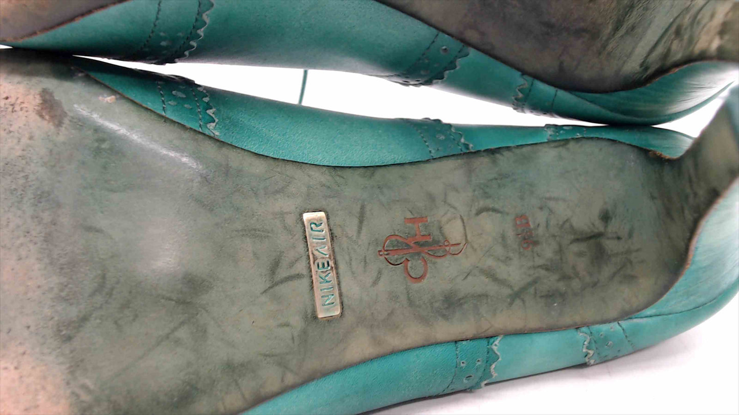 Cole Haan Turquoise or Green Leather Nikeair Oxford Pumps high heel size 9.5B