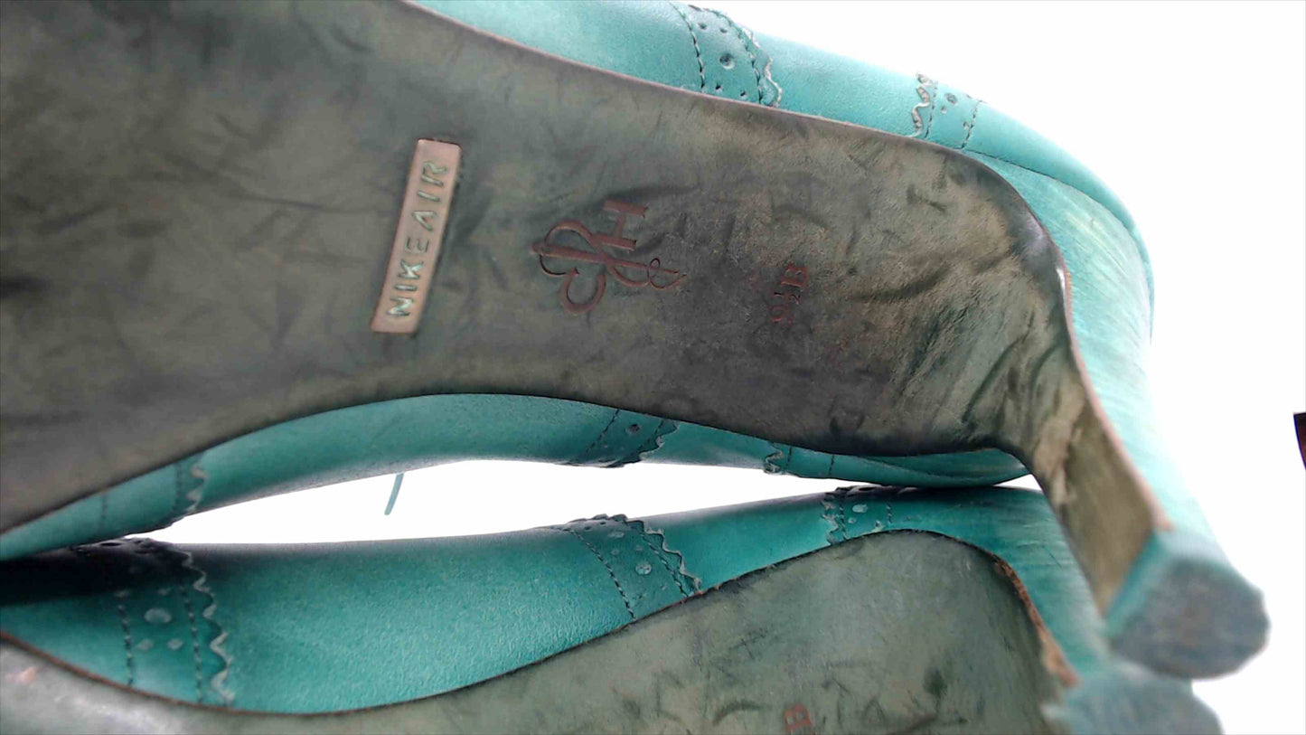 Cole Haan Turquoise or Green Leather Nikeair Oxford Pumps high heel size 9.5B