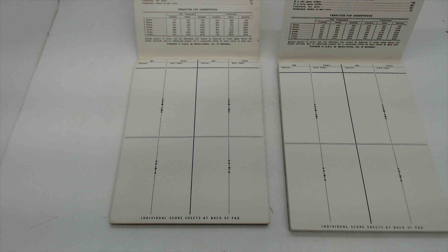 Lot of 5 Bridge Score pads New and Used