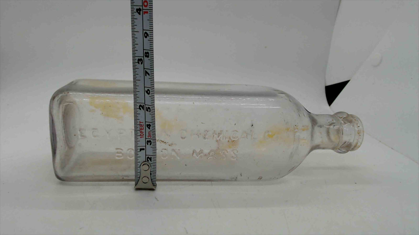 Antique EMBALMING Fluid Bottle Egyptian Chemicals Co. Boston Mass.