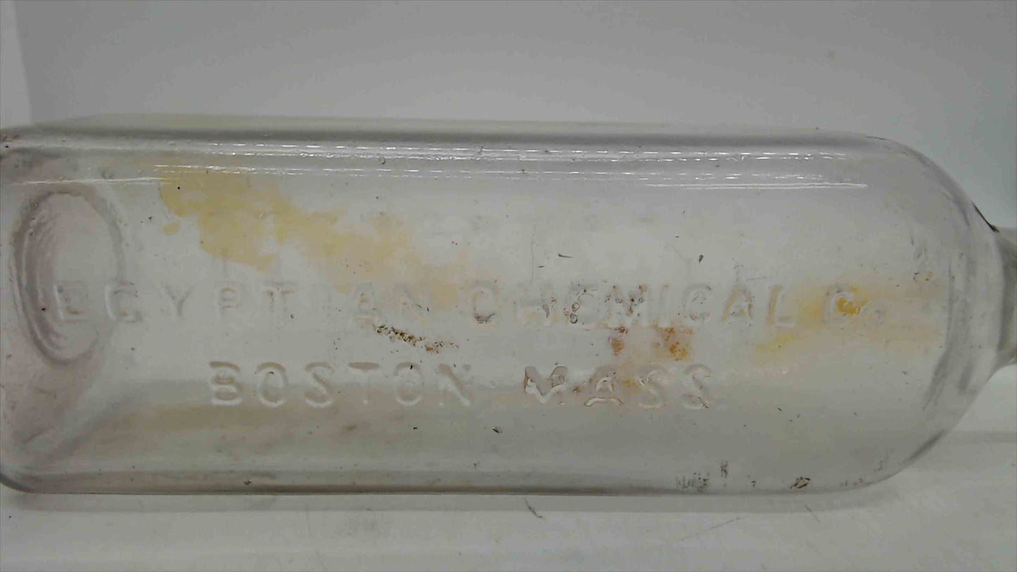 Antique EMBALMING Fluid Bottle Egyptian Chemicals Co. Boston Mass.