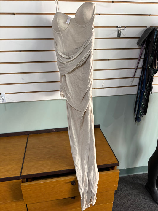 Satin Sands Draped Bustier Gown