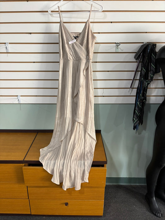 Champagne Pleated Wrap Maxi Dress – Spaghetti Strap