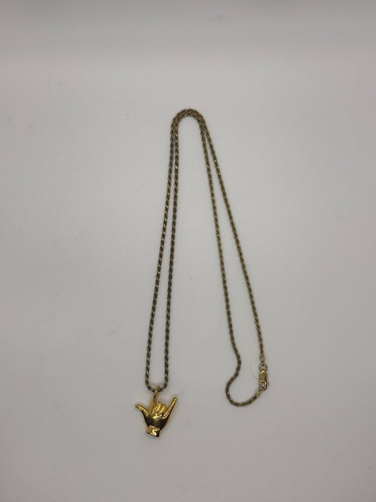 Gold “Shaka” Hand Sign Pendant Necklace
