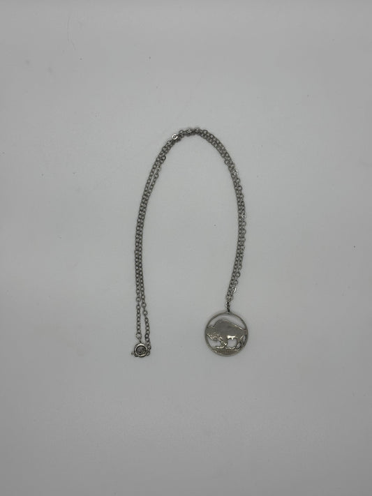 Vintage Buffalo Nickel Pendant Necklace – Silver Chain