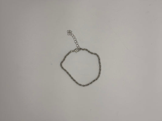 Twisted Rope Silver-Tone Chain Bracelet