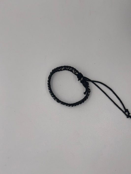 Black and White Braided Cord Bracelet – Adjustable Fit