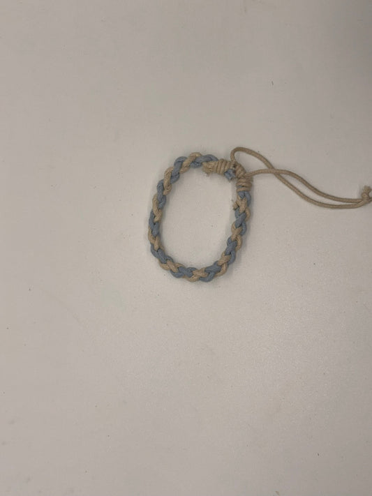 Handwoven Blue & Beige Braided Cord Bracelet