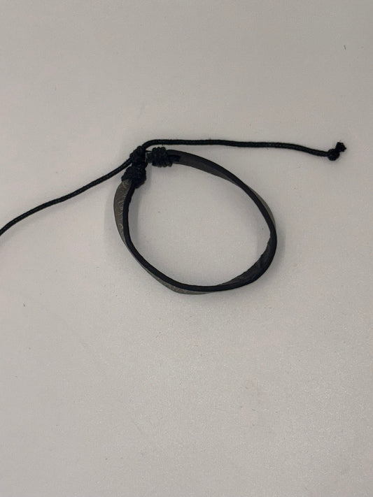 Minimalist Black Faux Leather Adjustable Bracelet