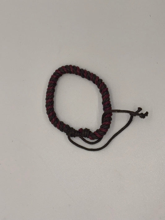 Twisted Black and Burgundy Cord Bracelet – Adjustable Fit