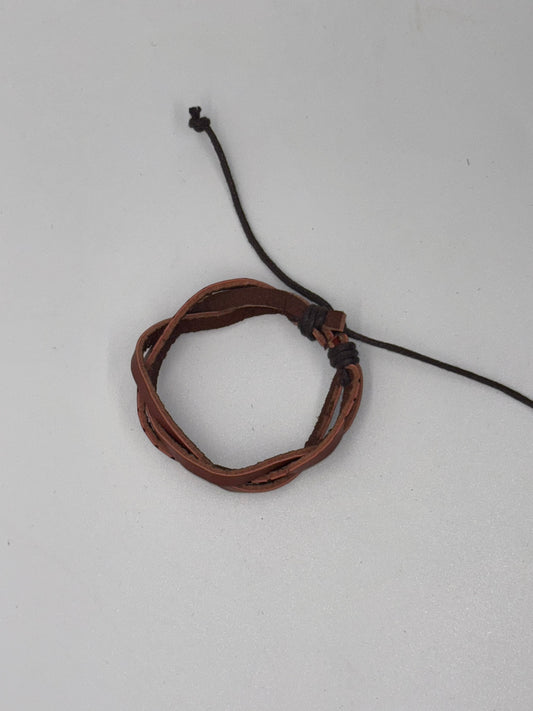 Genuine Brown Leather Wrap Bracelet – Adjustable Unisex Design
