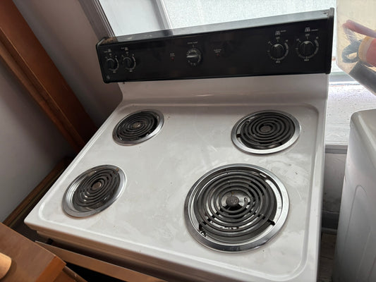 Tested & Working GE Electric Coil Stove – White, 4-Burner, Vintage Style