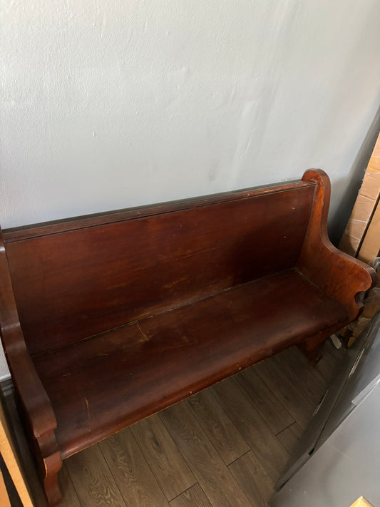 Antique Solid Wood Church Pew Bench – Vintage Rustic Charm