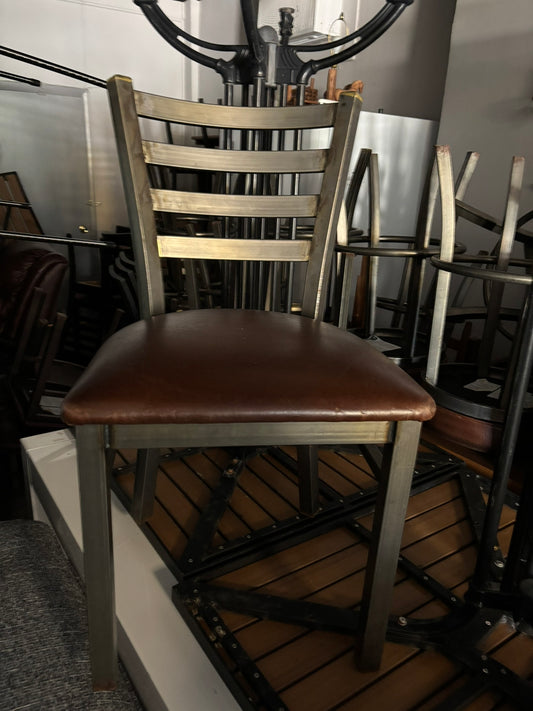 Industrial Metal Ladder Back Dining Chair with Padded Seat
