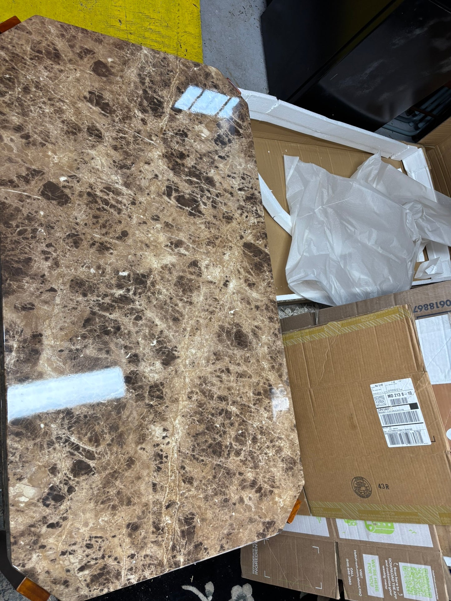 Brand New Acme Furniture Dacia Coffee Table 82125 – Faux Marble Top, Brown Finish (Sealed Box)